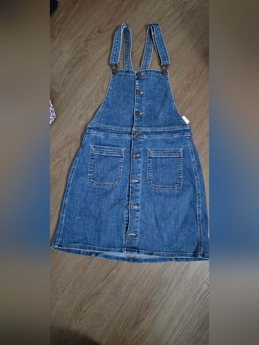 American Eagle Outfitters Blue Denim Overalls with Contrast Stitching